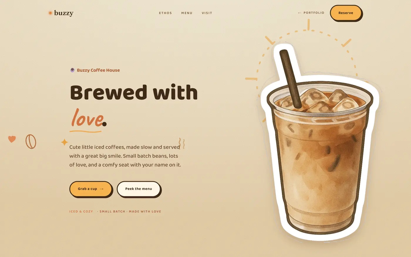 Buzzy, an illustrated comic coffee house site.